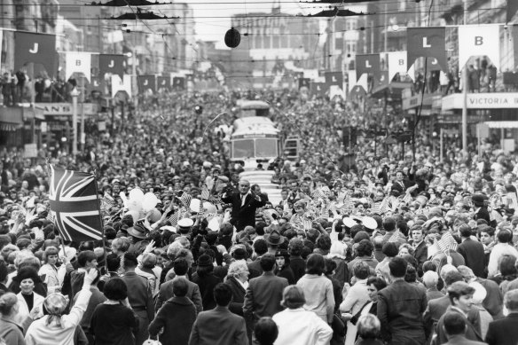 President Lyndon Johnson in Australia in 1966.