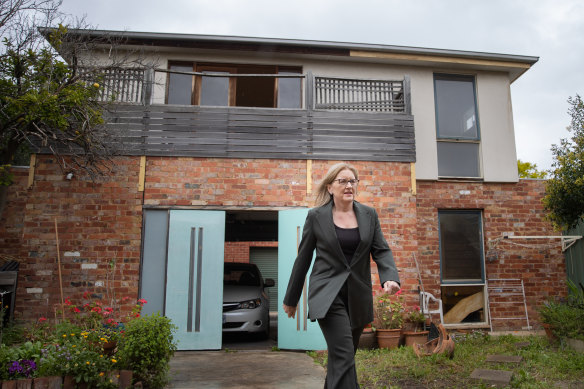 Premier Jacinta Allan at the announcement of the granny flat scheme on Tuesday.
