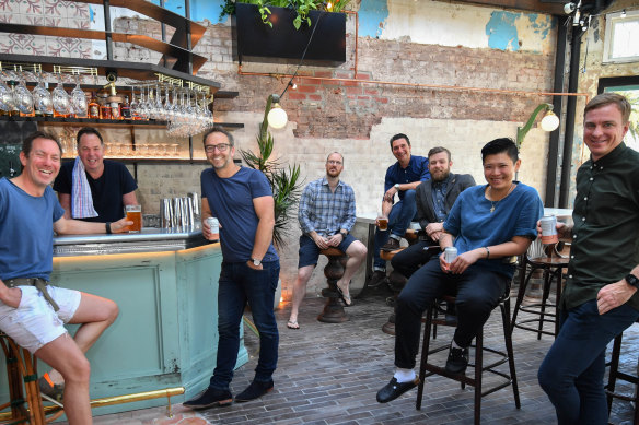 Matt Mullins, Andy Mullins and  business partners Doug Maskiell and Tom Birch join Matt Skinner, Kevin Peters, Sarah Chan and Ash Hicks ahead of the reopening of The Espy in November 2018.