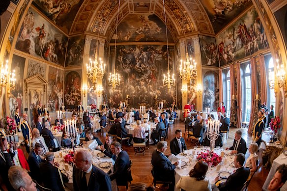 NATO heads of state and government attend a dinner at the Paleis Huis ten Bosch ahead of the NATO summit in The Hague.