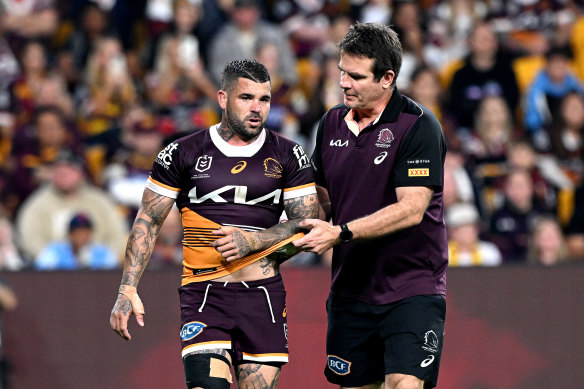 Adam Reynolds leaves the field with a serious bicep injury.