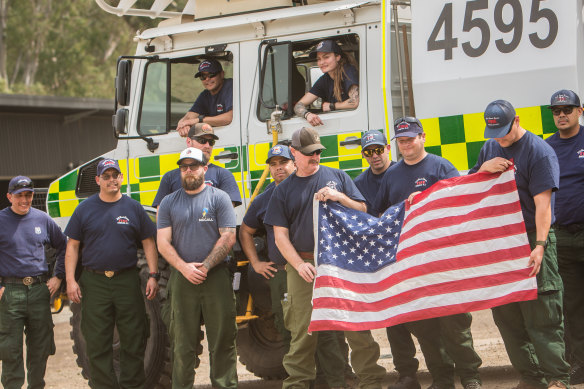 American firecrews on the ground in Myrtleford.