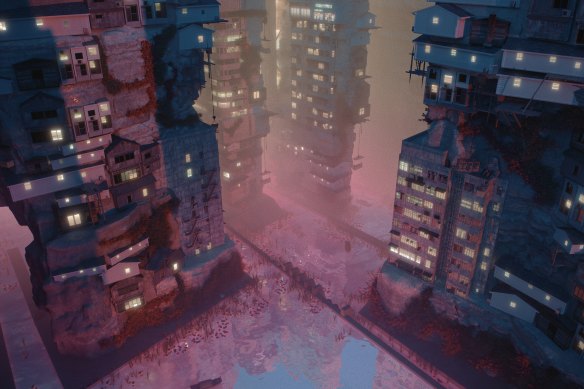 Liam Young, Planet City, 2020 (still) colour digital video, sound 15 min. Commissioned by the National Gallery of Victoria, Melbourne. 