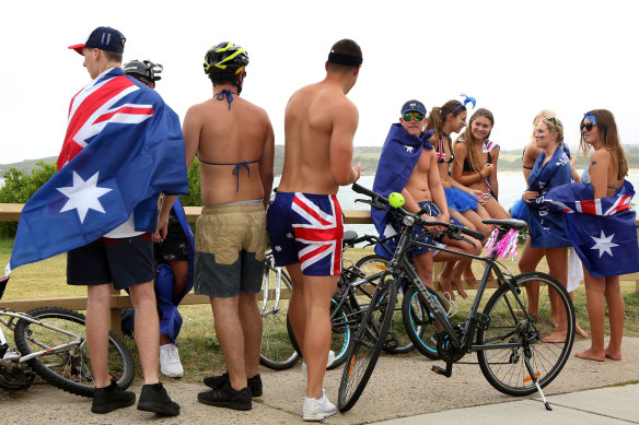 It’s time to add a touch of fashion and originality to the Australian flag, worn here by teenagers celebrating Australia Day.