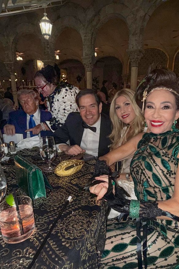 Gina Rinehart talks to the president  in an Instagram post from the Donald Trump Halloween party.