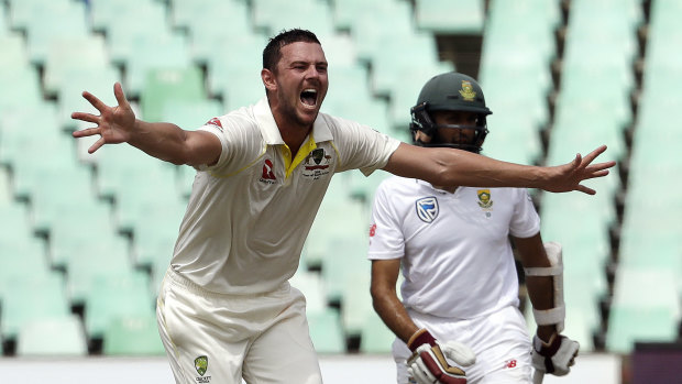 Josh Hazlewood took the final South African wicket to wrap up victory in the first Test.