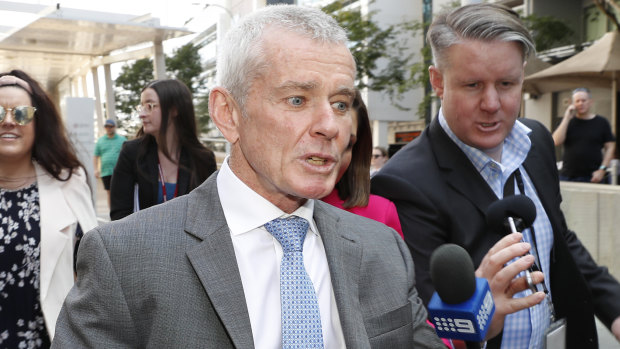 One Nation Senator Malcolm Roberts outside court in Brisbane on Thursday.