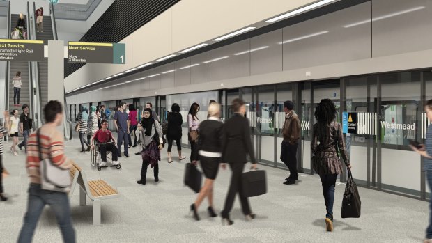 An artist's impression of an underground metro station planned for Westmead.