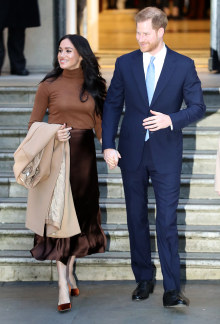 Prince Harry, Duke of Sussex and Meghan, Duchess of Sussex leaving Canada House on January 7 in London.