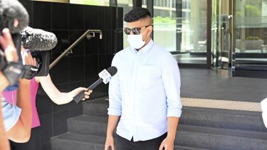 Farooq Latief, 25, leaves the Perth Magistrates Court on Wednesday after being told not to leave the state.