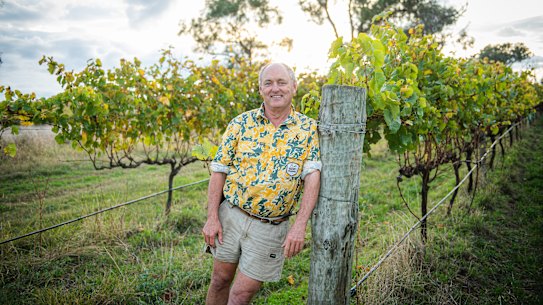 Owner of See Saw wines Justin Jarrett in his vineyard in Orange.