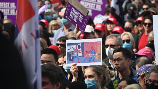 WA public sector workers at a demonstration last month.