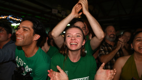 Queensland Greens supporters were overjoyed on election night.