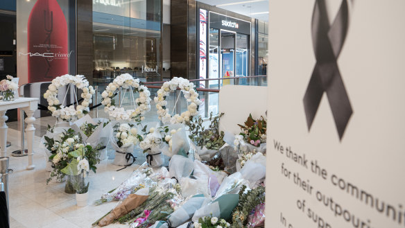 The memorial site at the Westfield Bondi Junction shopping centre in Bondi,  Sydney, which was removed after trade on May 1