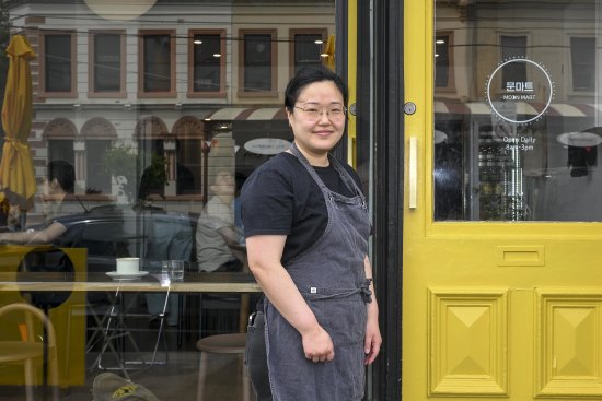 Owner chef Eun Hee An outside the new Moon Mart cafe in South Melbourne.