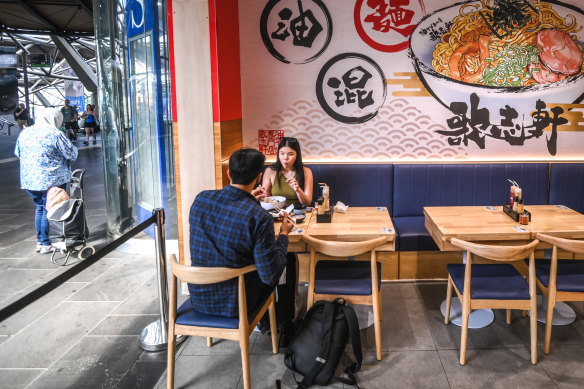Kajiken noodle shop has opened its first Melbourne restaurant in a busy train station.