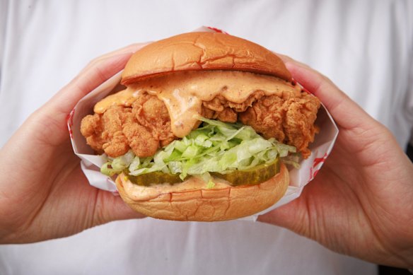 Crunchy chicken burger at Station Street’s Korean fried chicken shop K Crunch.