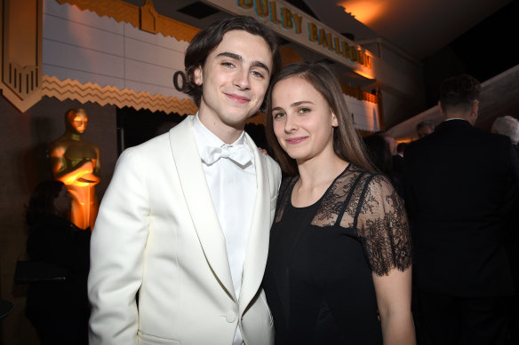 Pauline Chalamet with brother Timothee at the Oscars in 2018.