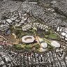 Archipelago’s Brisbane Bold proposal for a stadium precinct at Victoria Park. The Graham Quirk report recommended a less ambitious development, including just a stadium in the north-west corner of Victoria Park.