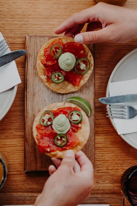 Watermelon tostada.