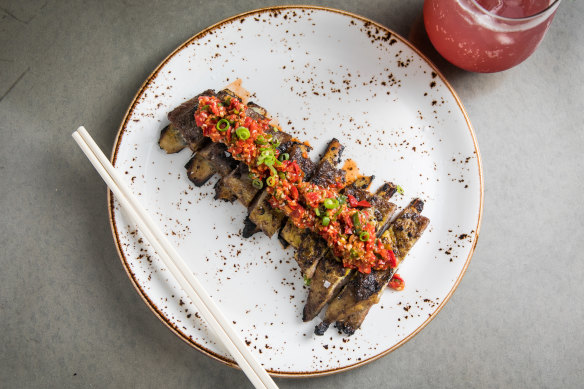 Smoked lamb rib with cumin dry rub 