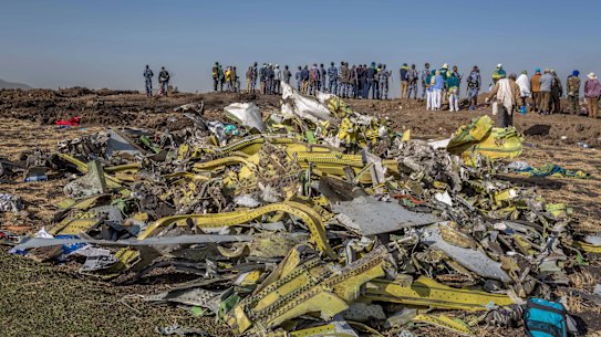 Wreckage is piled at the crash scene of the Ethiopian Airlines tragedy. Was the carrier's pilot training adequate?
