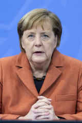 German Chancellor Angela Merkel announcing the stricter lockdown restrictions on Sunday.