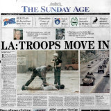 LA: Troops Move In - Front page of the Sunday Age on May 3, 1992.
