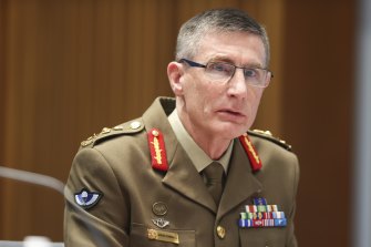 Chief of the Defence Force General Angus Campbell during a Senate estimates hearing at Parliament House in Canberra on Tuesday.