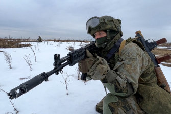 Russian marines have been conducting drills in Belarus near the border with Ukraine.
