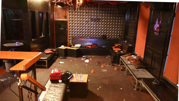 The aftermath of the shooting inside Inflation nightclub.