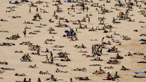 People cool off at Bondi Beach on Boxing Day.