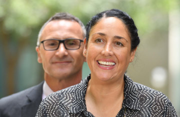 Greens leader Richard Di Natale and candidate Alex Bhathal during the campaign for Batman.