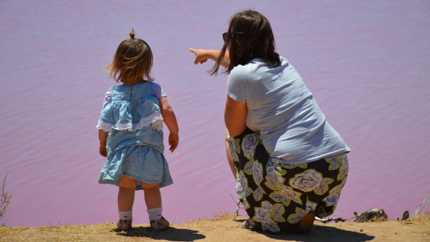 Carmen and Ruby at Pink Lake near Kalbarri.