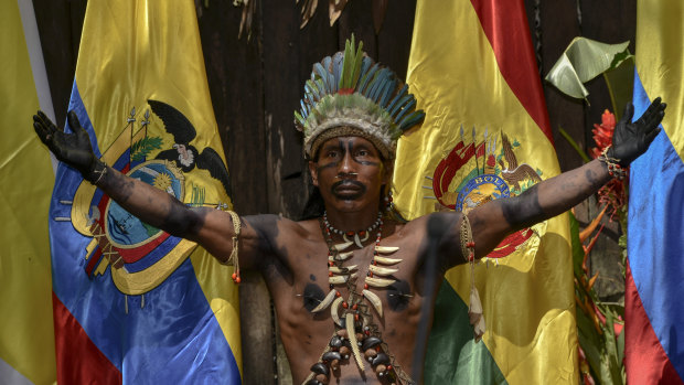 A Colombian Amazon tribesman during the Summit of Presidents for the Amazon on September 6.