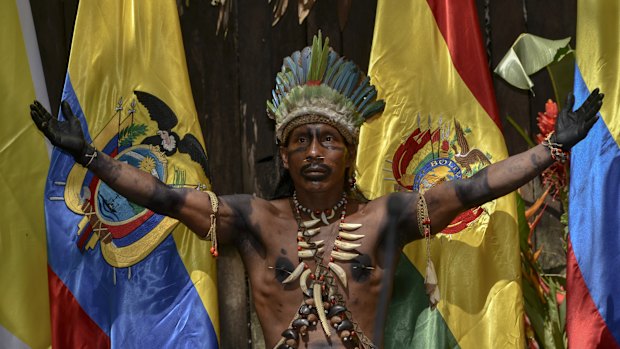 A Colombian Amazon tribesman during the Summit of Presidents for the Amazon on September 6.