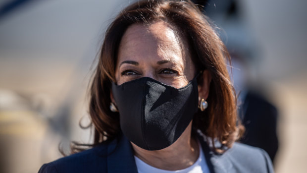 Senator Kamala Harris, Democratic vice presidential nominee, arrives at the McAllen International Airport for a get out the vote campaign event in Texas.