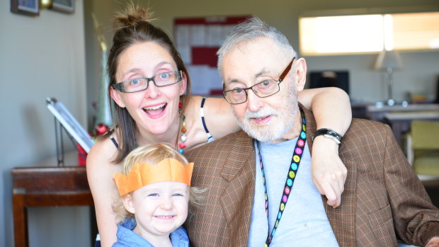 Katie Little, son Hunter, and her father, Barry Little, in 2015.