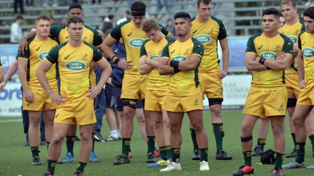 Gutted: The Junior Wallabies were left deflated after the loss to France.