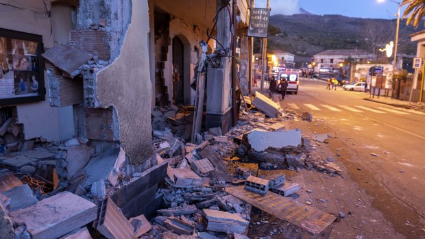 Buildings were badly damaged in Fleri, Sicily.