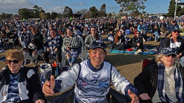 The fans outside Kardinia Park.