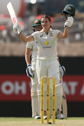Annabel Sutherland after hitting her double century.