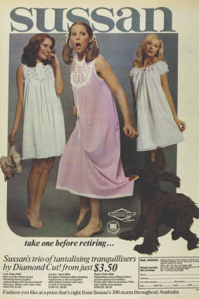 "Weirdly, the practice of tranquillising yourself before going to bed was so common that, in September 1972, the clothing company Sussan played with the idea when advertising its new nightgowns."