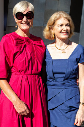 Caroline Ralphsmith, the incoming chief executive of the Melbourne Fashion Festival, with Laura Inman, chair of the not-for-profit event held annually in March. The pair attended the festival’s Welcome to Country held at Fed Square.