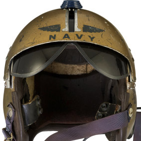 The helmet worn by John Glenn during the 1957 flight in which the future astronaut set the transcontinental speed record.