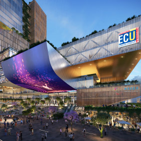 An artist's rendering of the Edith Cowan CBD campus in Perth, due to open in 2025.