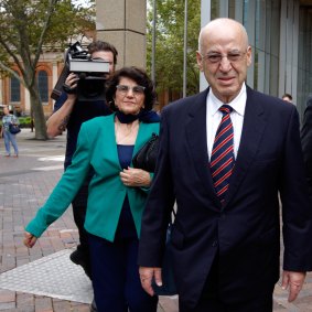 Former Labor minister Eddie Obeid arrives at the NSW Supreme Court, accompanied by his wife Judy, for his latest criminal trial. 