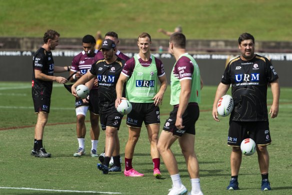 Daly Cherry-Evans at Manly training on Thursday.