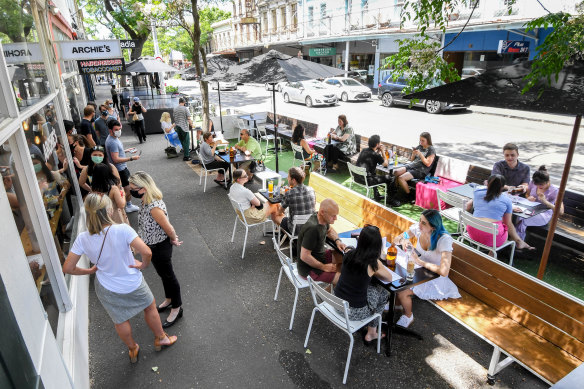 Archie's All Day on Gertrude Street is seating diners on top of the parking space out the front of the cafe.