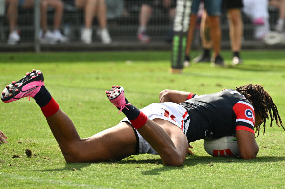 Dominic Young scores his first try for the Tricolours in 2024.